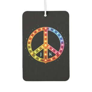 Neon Lights Peace Sign Custom Initials Car Air Freshener