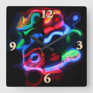 Neon Lights Square Wall Clock