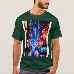 neon lights with futuristic cars T-Shirt