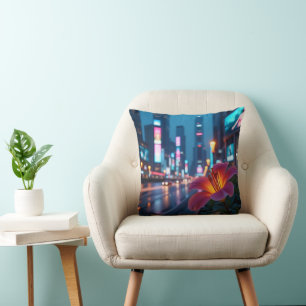 Neon Lily Bloom Cushion