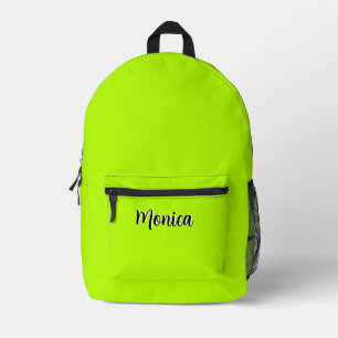 Neon Lime and Black 3D Personalised Name  Printed Backpack
