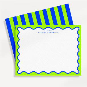 Neon Lime & Electric Blue Wavy Note Card