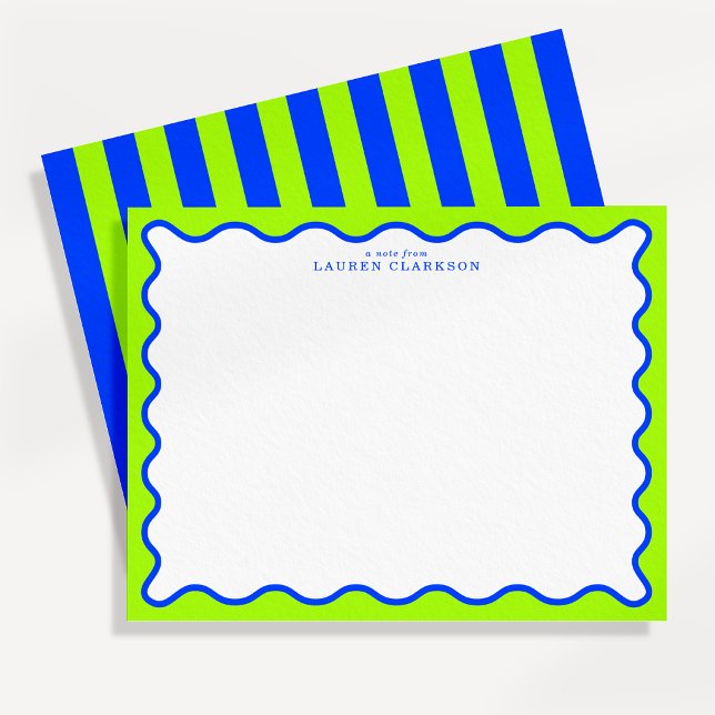 Neon Lime & Electric Blue Wavy Note Card (Creator Uploaded)