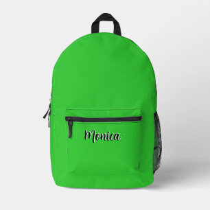 Neon Lime Green and Black 3D Personalised Name  Printed Backpack