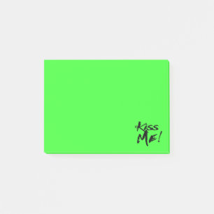 Neon Lime Green Kiss Me Love - Wedding, Engagement Post-it Notes