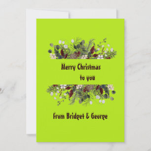 neon lime green scandinavian wreath christmas card
