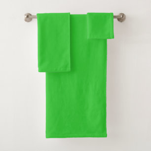Neon Lime Green Solid Colour   Classic Bath Towel Set