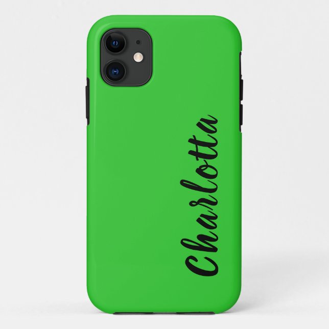 Neon Lime Green Solid Colour | Custom Personalise Case-Mate iPhone Case (Back)