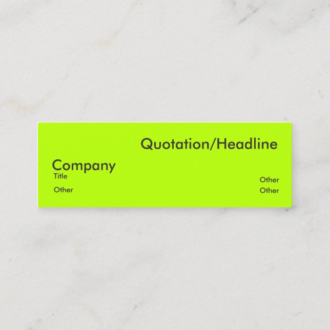 neon lime mini business card (Back)