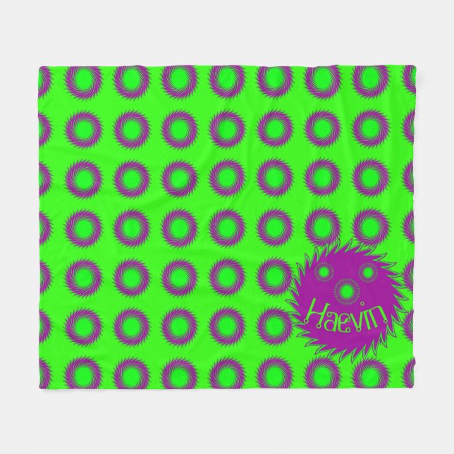 Neon Lime Retro Fun Blanket customisable (Front (Horizontal))