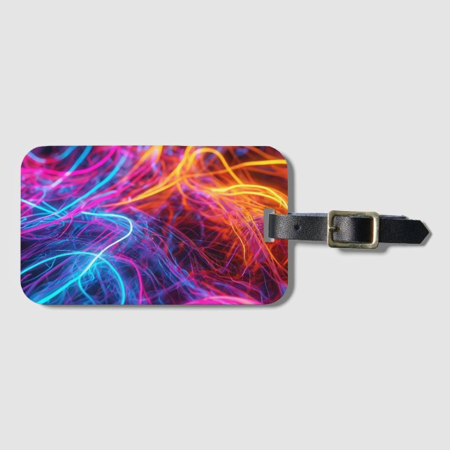 Neon Lines Luggage Tag (Front Horizontal)