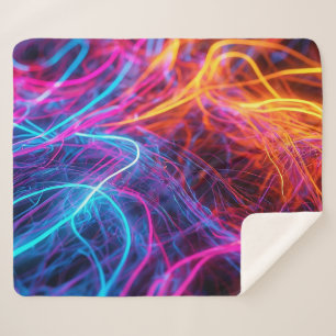 Neon Lines Sherpa Blanket