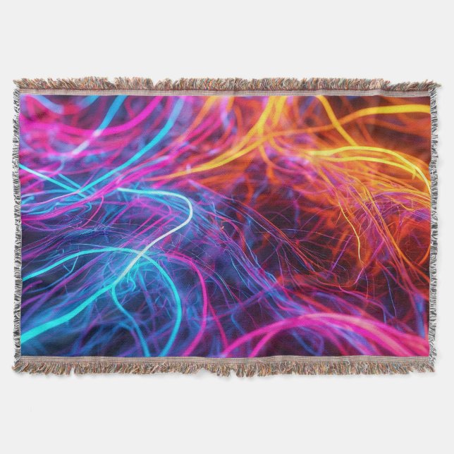 Neon Lines Throw Blanket (Front)