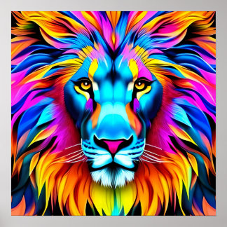 Neon Lion - Pop Art Motivation Poster