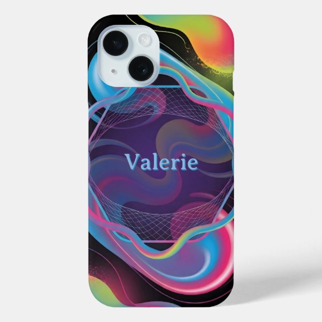 Neon Liquid Frame with Custom Name Case-Mate iPhone Case (Back)