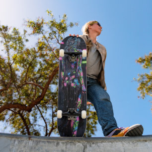 Neon Liquid Metal Tattooed Goddess - Cyberpunk Chr Skateboard