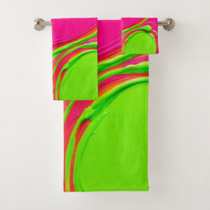 Neon Liquid Paint Dance Bath Towel Set