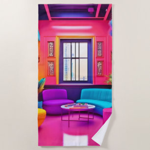 Neon Living Room Bold Colours Beach Towel