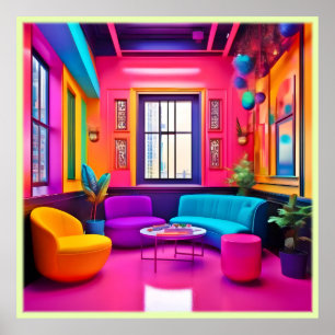 Neon Living Room Bold Colours Poster
