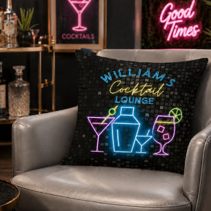 Neon Look Retro Cocktail Lounge Bar Cushion