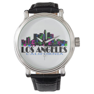 Neon Los Angeles California skyline wrist watch
