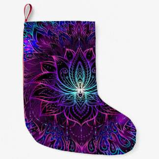 Neon Lotus Flower Boho Print Small Christmas Stocking