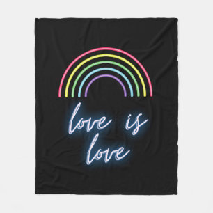 Neon Love Is Love Rainbow    Fleece Blanket
