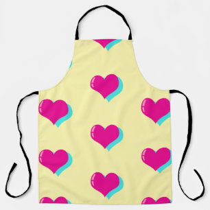 Neon Love Retro Vaporwave Hearts Fun Apron