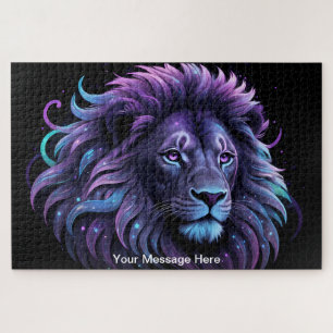 Neon Majesty Vibrant Lion Colorful Wildlife Art Jigsaw Puzzle