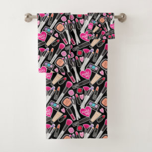 Neon Makeup Pattern Bath Towel Set