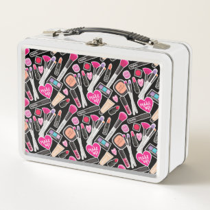Neon Makeup Pattern Metal Lunch Box
