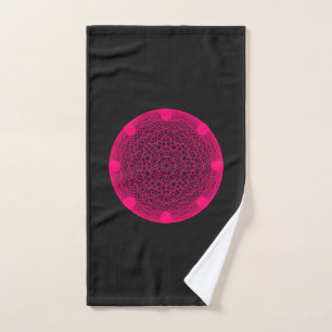 Neon Mandala Black Hand Towel – Customisable
