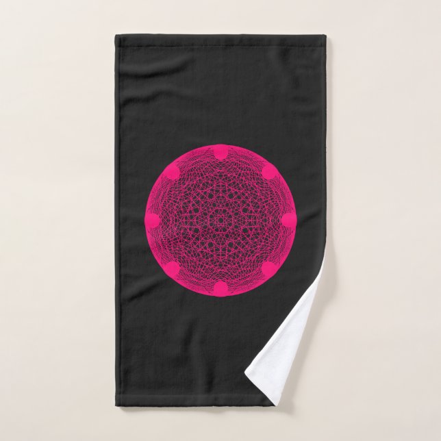 Neon Mandala Black Hand Towel – Customisable (Hand Towel)