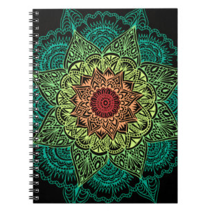 Neon Mandala Design Spiral Notebook