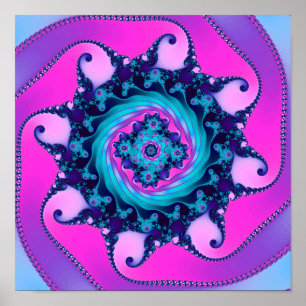 Neon Mandelbrot Fractal Poster