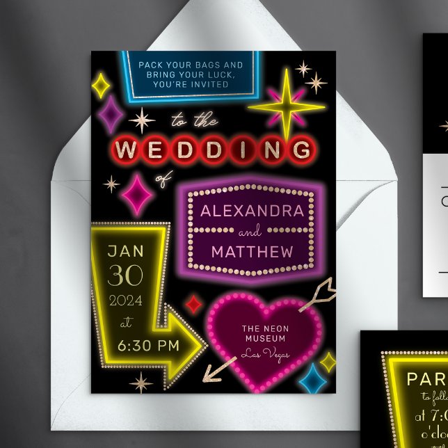 Neon Marquee Signs Las Vegas Wedding Invitation (Creator Uploaded)