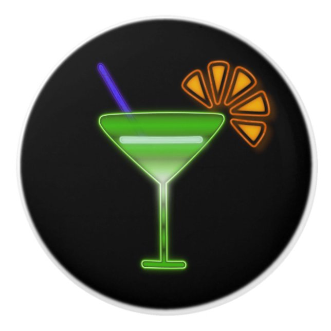 Neon Martini Ceramic Knob (Front)