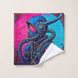Neon Masked Wall Graffiti Figure Art Bath Towel Set
