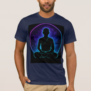 Neon Meditating Monk Spiritual T-Shirt   Cosmic Ze