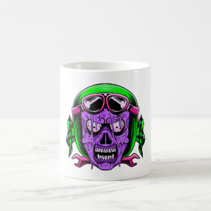 Neon Melting Zombie Rider Skull Coffee Mug