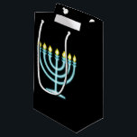 Neon Menorah Small Gift Bag<br><div class="desc">Blue menorah in neon sign style.</div>