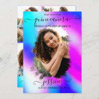 Neon Mermaid Holographic Photo Collage Quinceañera