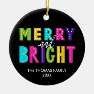 Neon Merry and Bright Ceramic Tree Decoration