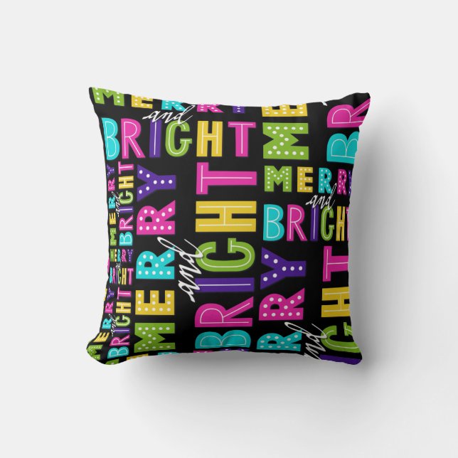 Neon Merry and Bright Cushion (Front)