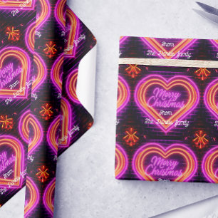 Neon Merry Christmas Personalised Wrapping Paper