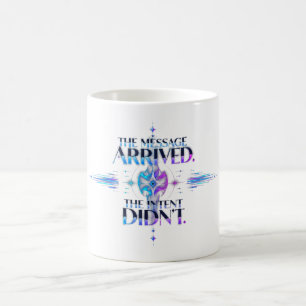 Neon Message & Meaning — Futuristic Cyan Violet  Coffee Mug