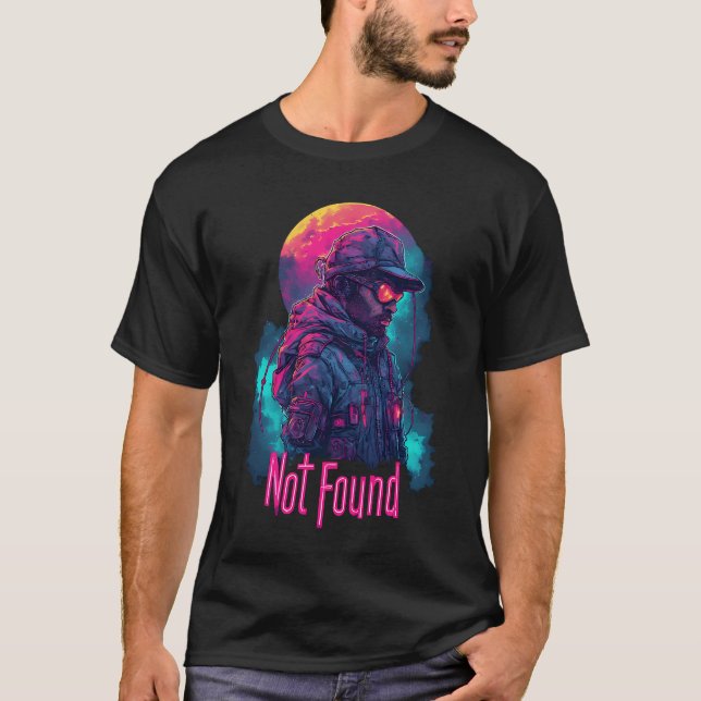Neon Military Futuristic Explorer Night Scene  T-Shirt (Front)