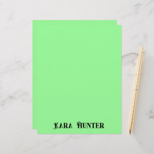 Neon Mint Colour Modern Black Personalised Scrip Custom Letterhead