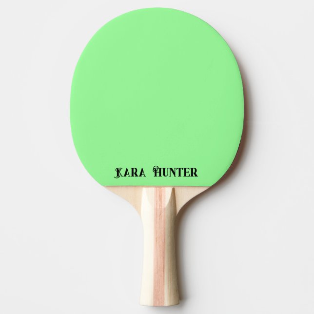 Neon Mint Colour | Modern Black Personalised Scrip Ping Pong Paddle (Front)