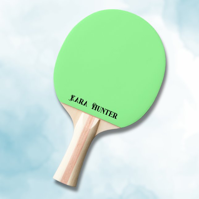 Neon Mint Colour | Modern Black Personalised Scrip Ping Pong Paddle (Creator Uploaded)